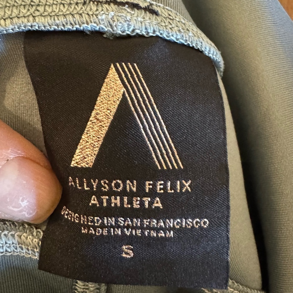 Athleta x Allyson Felix Sage Green Hoodie Small Zip Pocket Athleisure Pullover - Picture 10 of 11